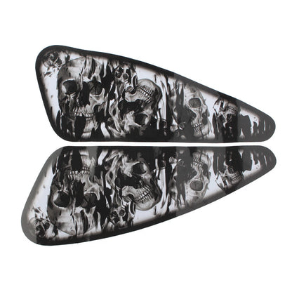 Fuel Gas Tank Decals Skull Stickers For Harley XL883 1200 Motor Pair Black USA