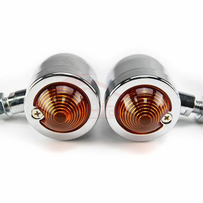2x Chrome Motorcycle Bullet Turn Signal Amber Light Indicators Blinker Universal