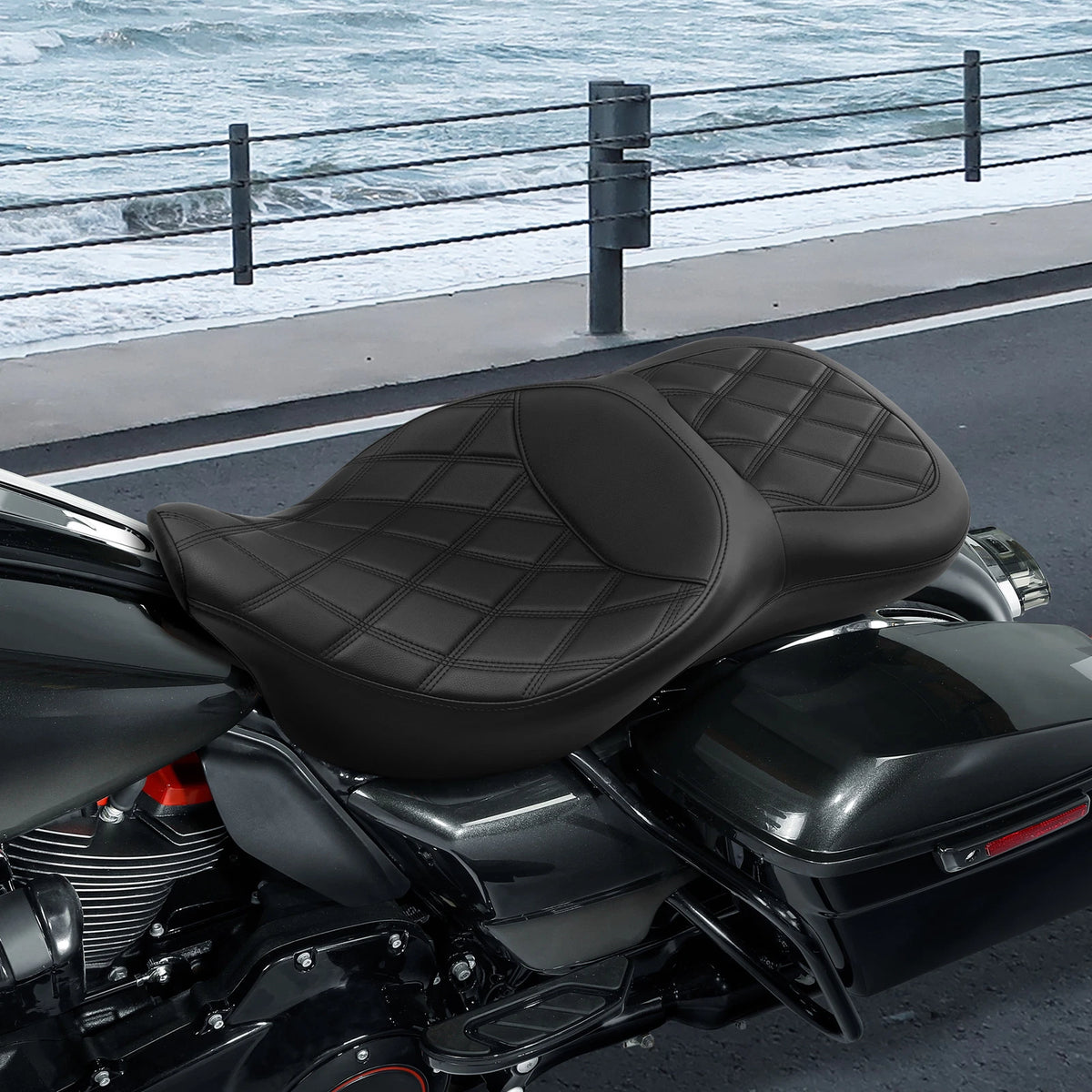 Black Driver Passenger Seat Fit For Harley Touring Road Glide King 2009-2023 10