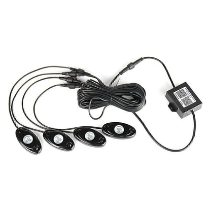 Pods RGB LED Rock Light Offroad Wireless Bluetooth Remote Controller Lamp 4PCS