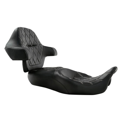 Driver Passenger Seat King Backrest Pad Fit For Harley Touring Road Glide 14-23