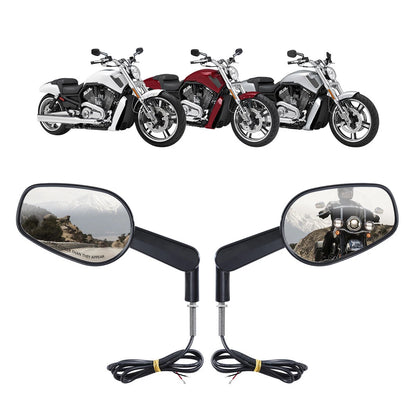 Black Muscle Rearview Mirrors LED Turn Signal For Harley VROD V-Rod VRSCF 09-17