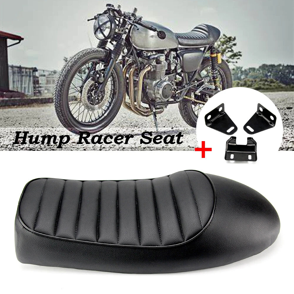 Universal Motorcycle Cafe Racer Seat Hump Saddle Black For Honda Yamaha Suzuki