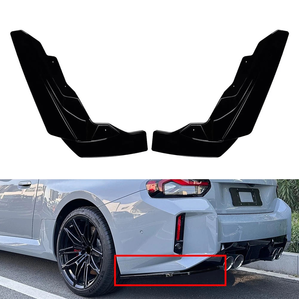 Rear Bumper Side Spoiler Splitter Lip For BMW 2 Series M2 G87 2023-24 Glossy Blk