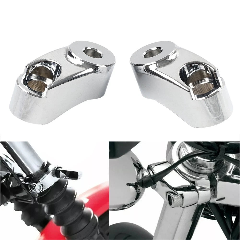 Chrome 39MM 49MM Front Turn Signal Mount Bracket Relocation Kit For Harley Dyna