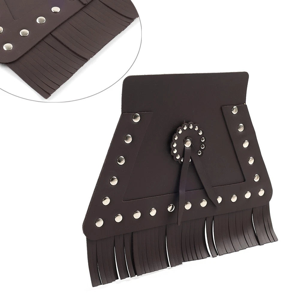 PU Leather Motorcycle Rear Fender Mud Flap Cover with Fringe Brown For Harley