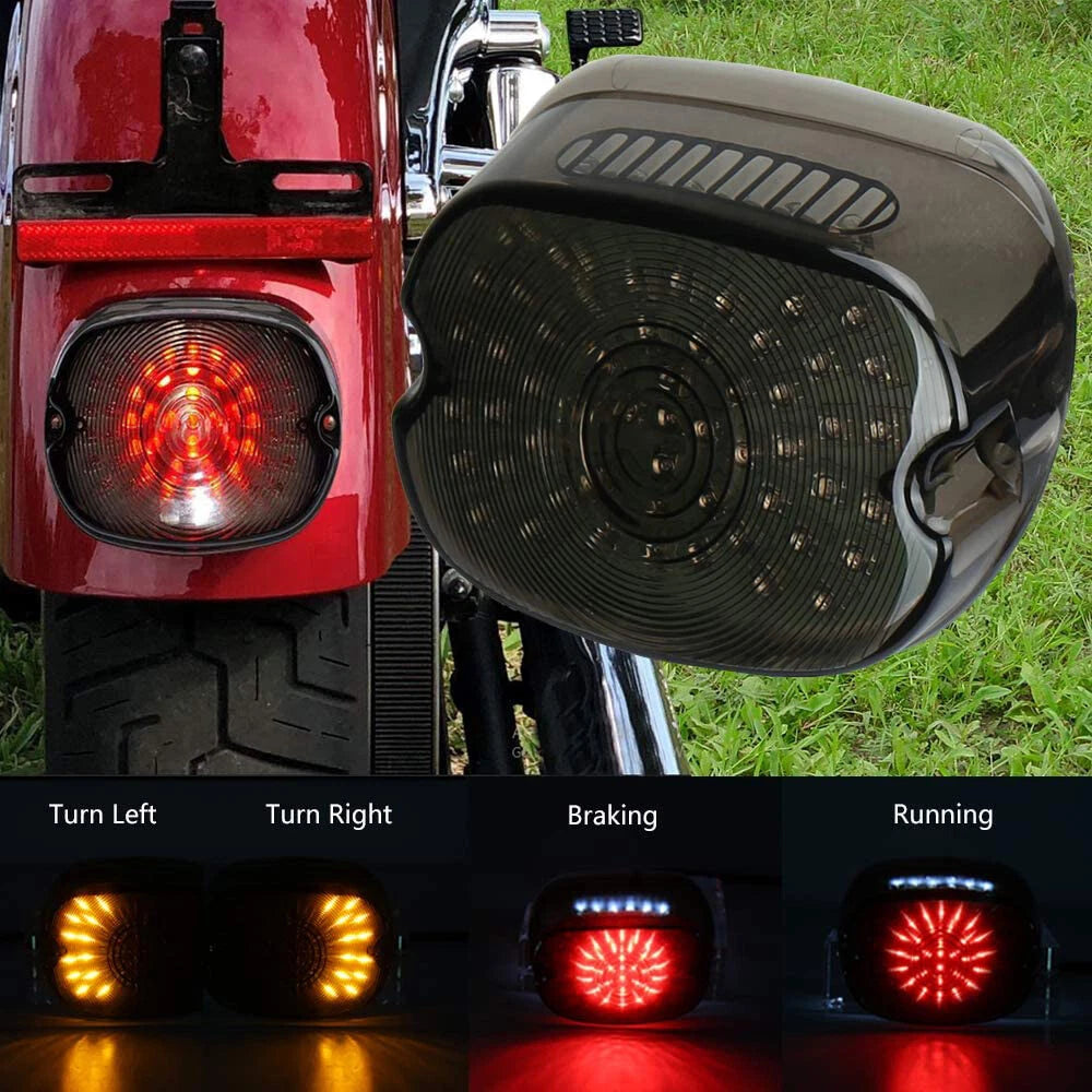 60LED Tail Brake Turn Lights Smoke Lens For Harley 91-10 Sportster Dyna Lay Down