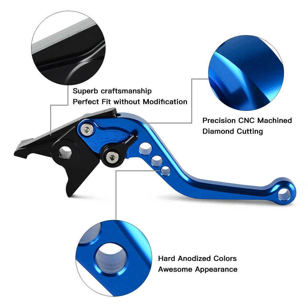 For Suzuki DL650/V-STROM 2004-2010 CNC Brake Clutch Levers Grips Adjustable Blue
