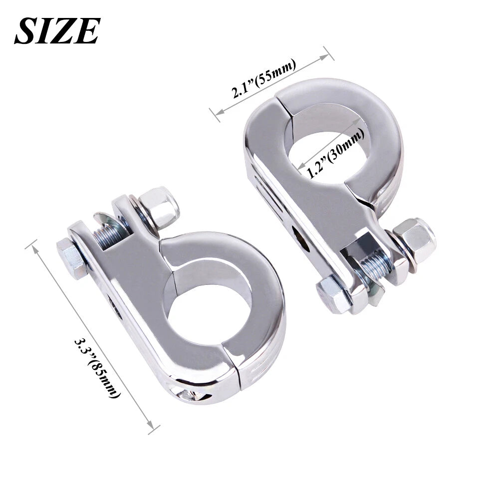 Chrome 1.25" 1-1/4" Foot Pegs Mounting Kit For Harley Highway Engine Guard Bars