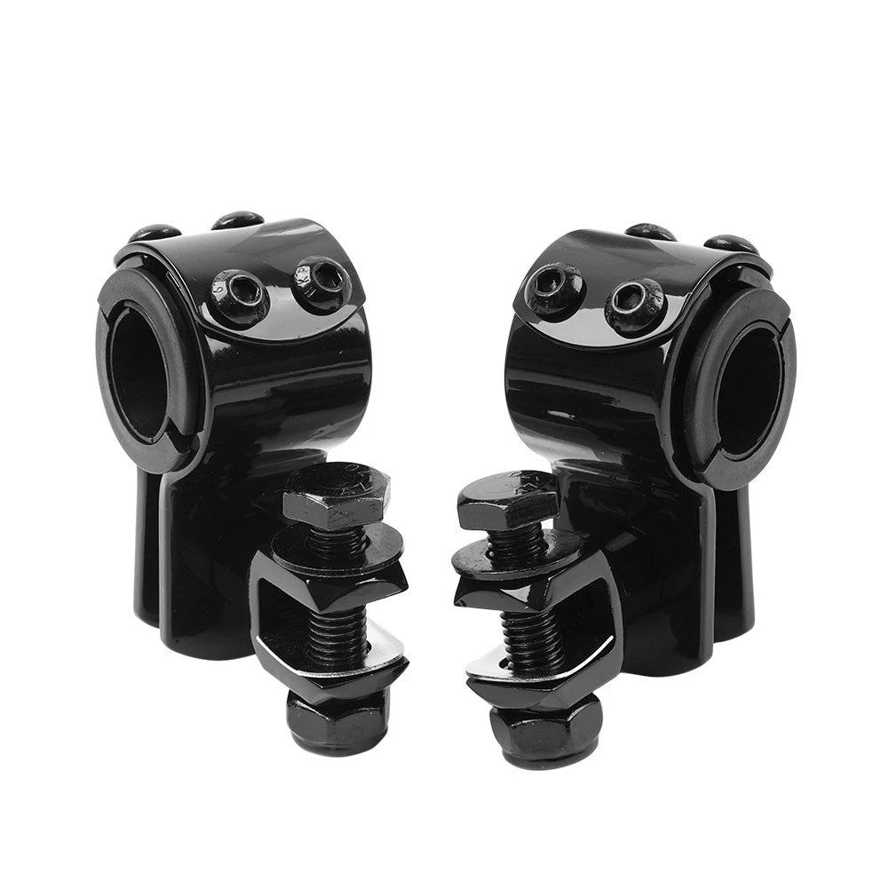 US  1" 1.25" Highway Bar Foot Pegs Mount Clamps Bracket Set For Harley Black