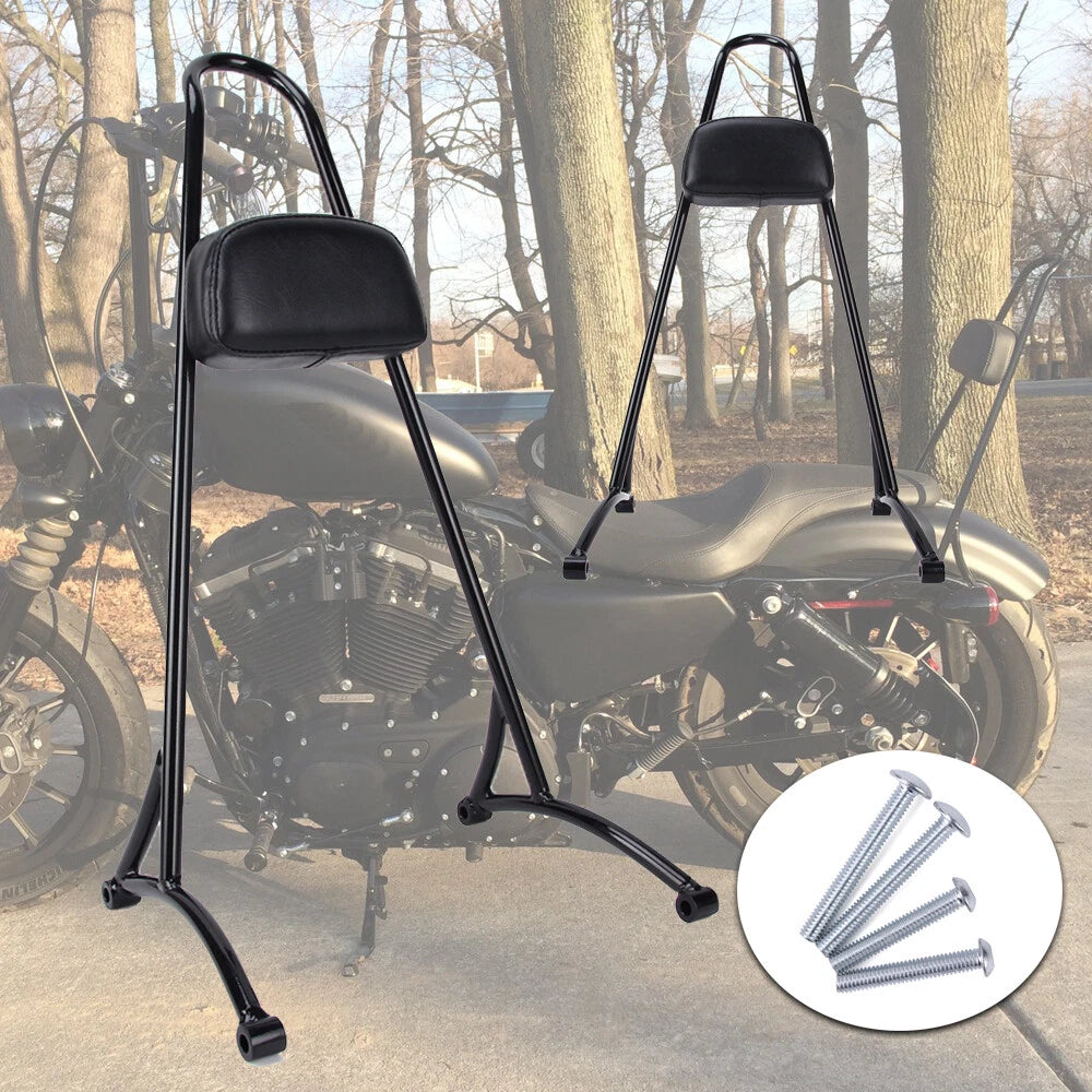Tall Detachable Sissy Bar Backrest Leather Pad For Harley Sportster 1200 883 04+