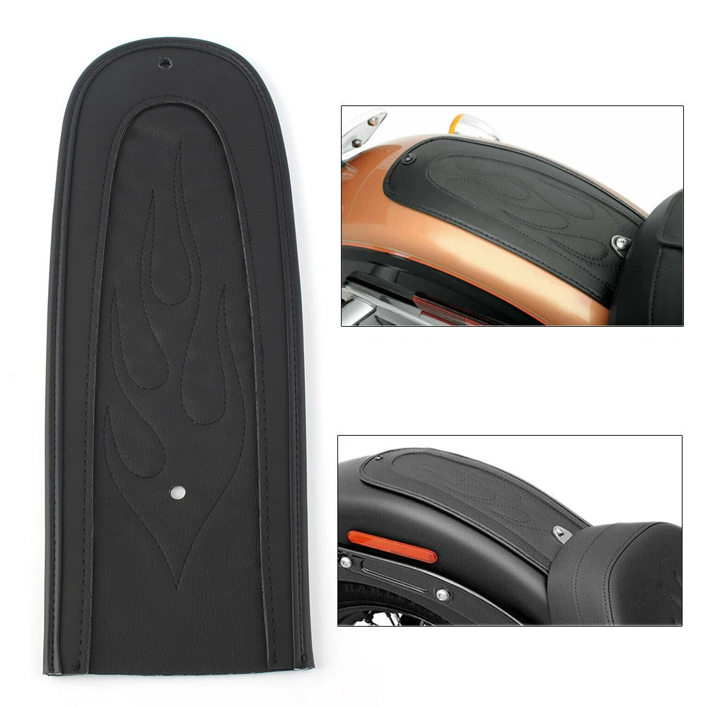 Flame Stitch Leather Rear Fender Bib For Harley Dyna 2006-2017 Motorcycle Black