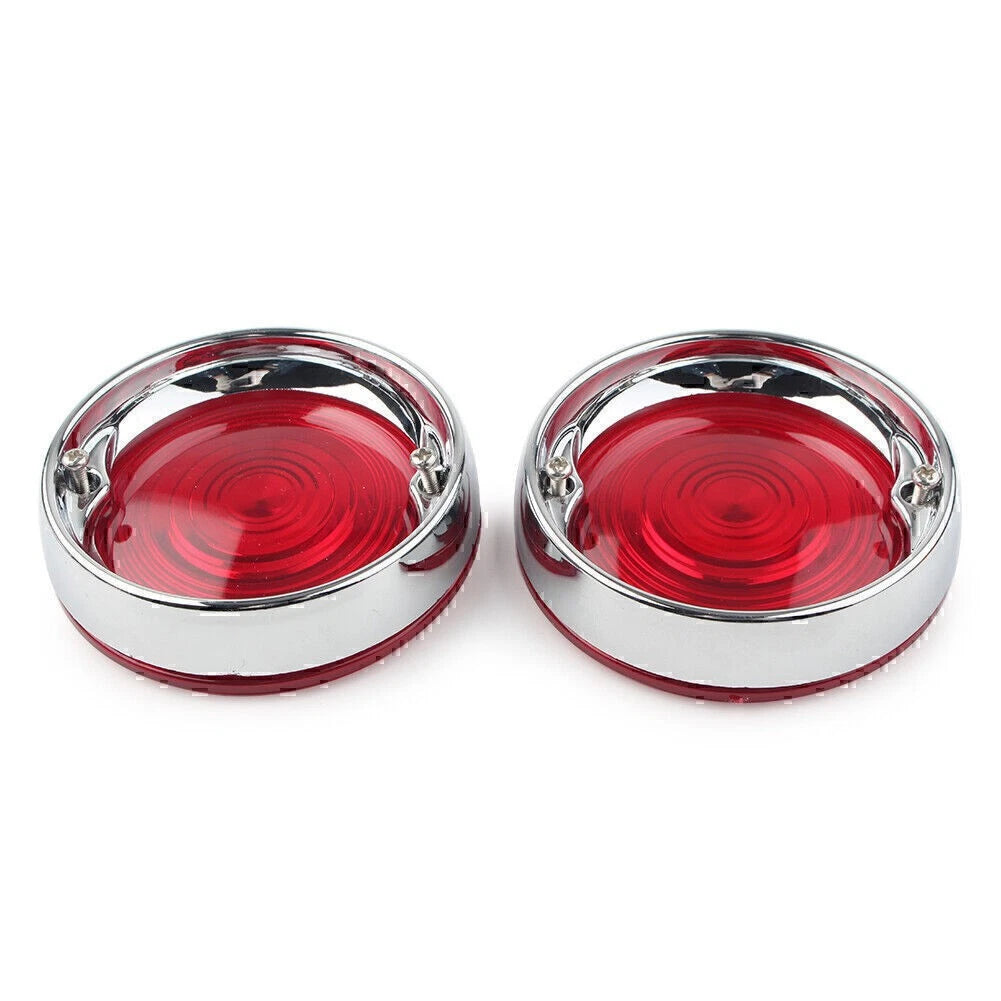3-1/4" Turn Signal Bezels Red Lens Cover&Trim Rings For Harley Touring Road King