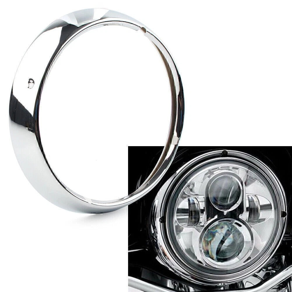 1 Pcs 7" Chrome Head Light Headlamp Trim Ring Cover Fit Harley Touring Road King