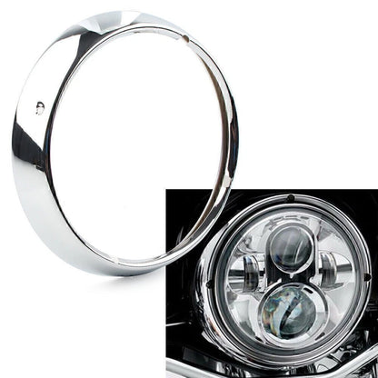 1 Pcs 7" Chrome Head Light Headlamp Trim Ring Cover Fit Harley Touring Road King