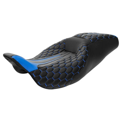 Black Blue Driver Passenger Seat Backrest Pad Fit For Harley Touring 14-23 15 16