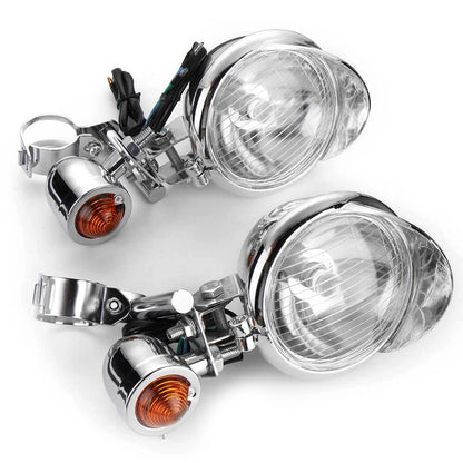 Driving Passing Lamp Spot Light Bar Bracket w/ Turn Signal For Motorcycle Harley