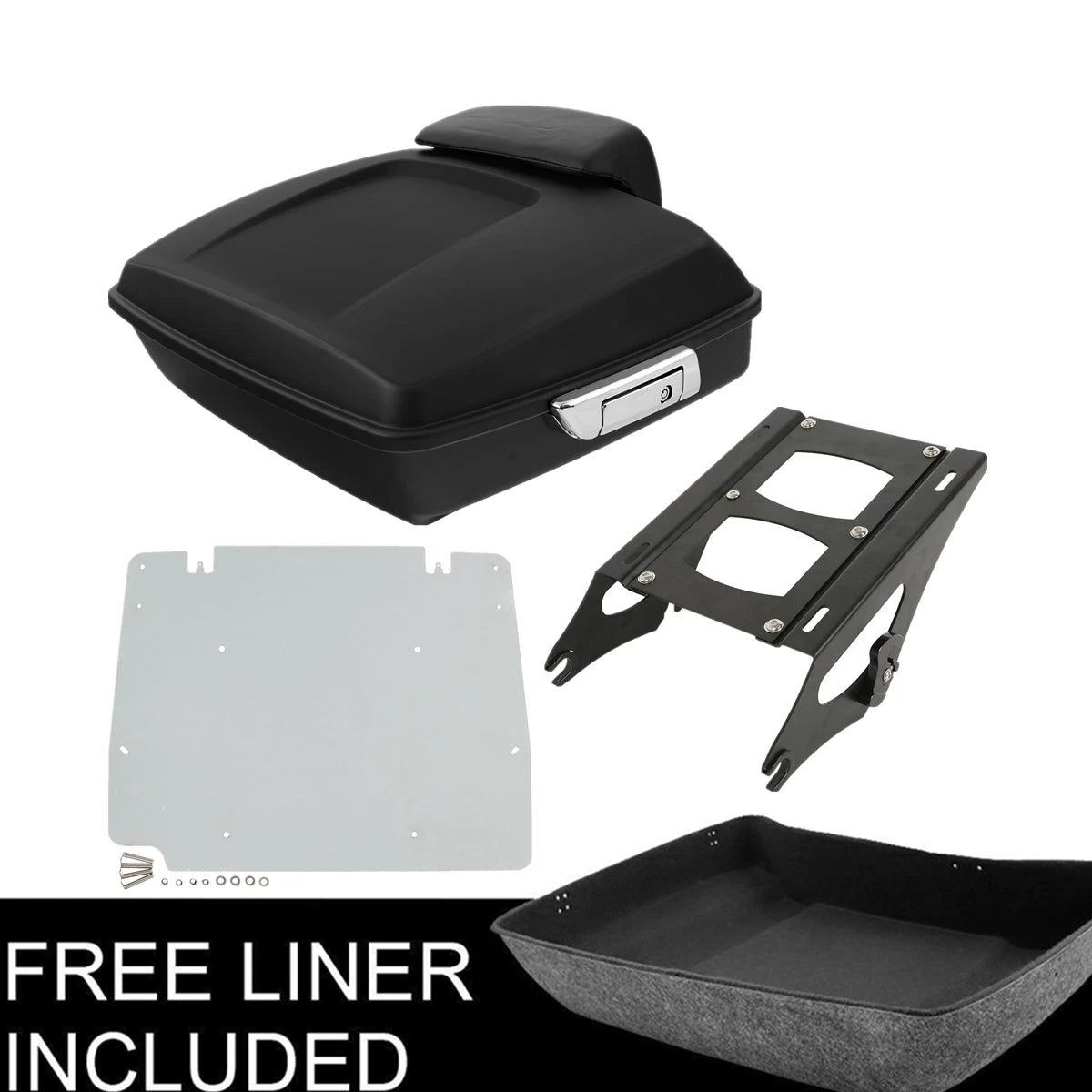 Matt Chopped Trunk Backrest Plate Fit For Harley Touring Road Glided 2014-2025