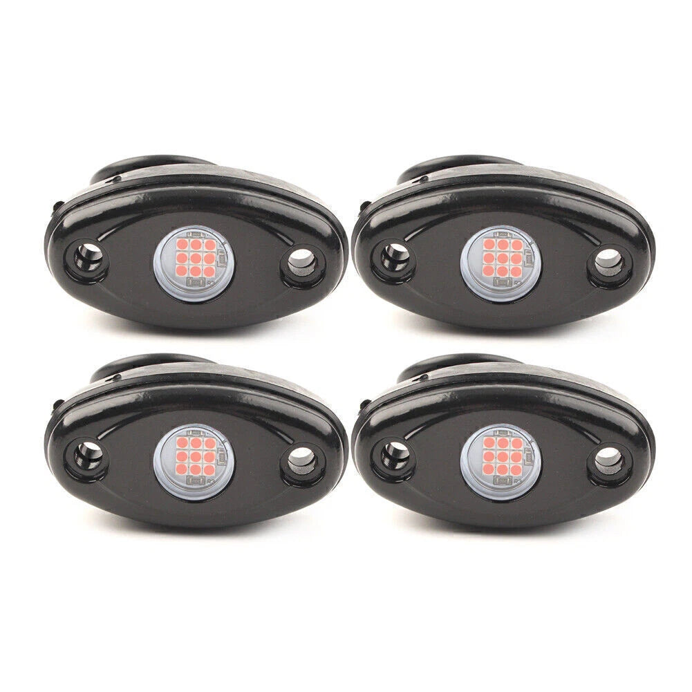 For Jeep Truck SUV Off-Road Boat Lamp 4 Pods High Power LED Rock Red Light Kit