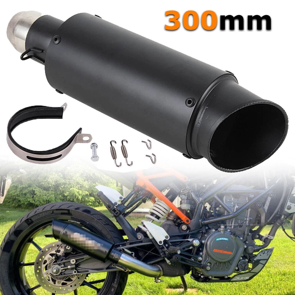 38-51mm Universal Motorcycle ATV Slip-on Exhaust Tip Muffler Pipe Aluminum Black