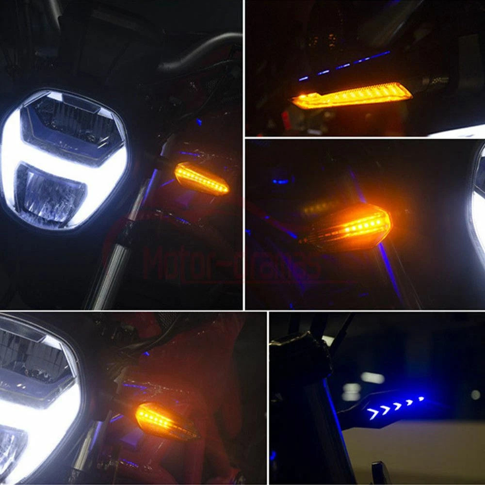 2x 12V Universal Motorcycle LED Turn Signal Light Blinker Amber Blue Indicators