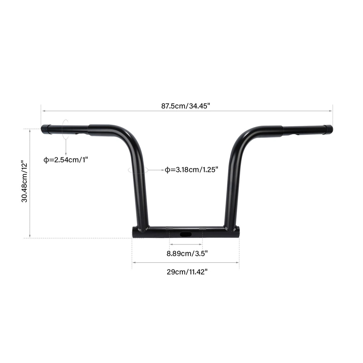 Black 12" Rise Handlebar For Harley Dyna FLD 2012-16 Street Bob FXDB 06-17 Black