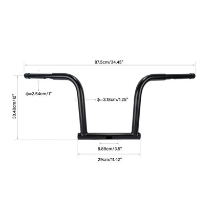 Black 12" Rise Handlebar For Harley Dyna FLD 2012-16 Street Bob FXDB 06-17 Black