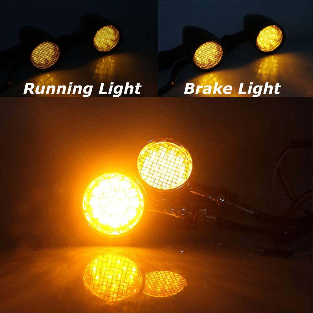 4X Chrome Bullet Motorcycle LED Turn Signal Brake Running Tail Light For Harley