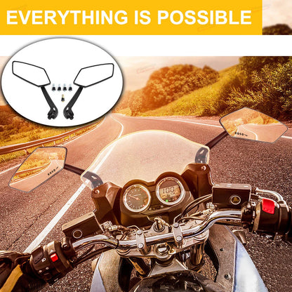 Pair Motorcycle Rearview Side Mirrors for Moped ATV Scooter Honda Suzuki Yamaha
