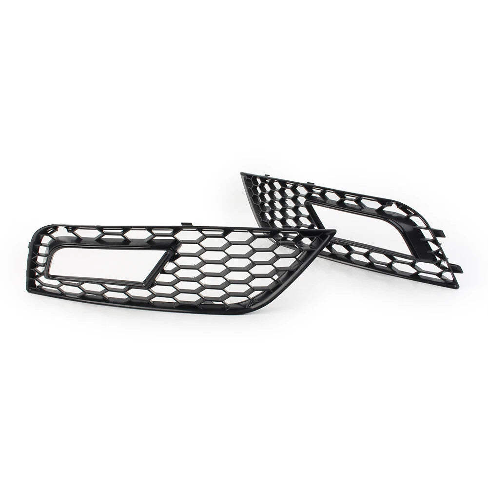 Front Fog Light Honeycomb Hex Mesh Grill Cover For Audi A4 B8.5 2013-2016 Black