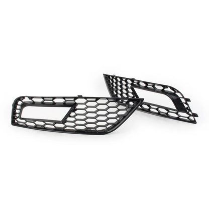 Front Fog Light Honeycomb Hex Mesh Grill Cover For Audi A4 B8.5 2013-2016 Black