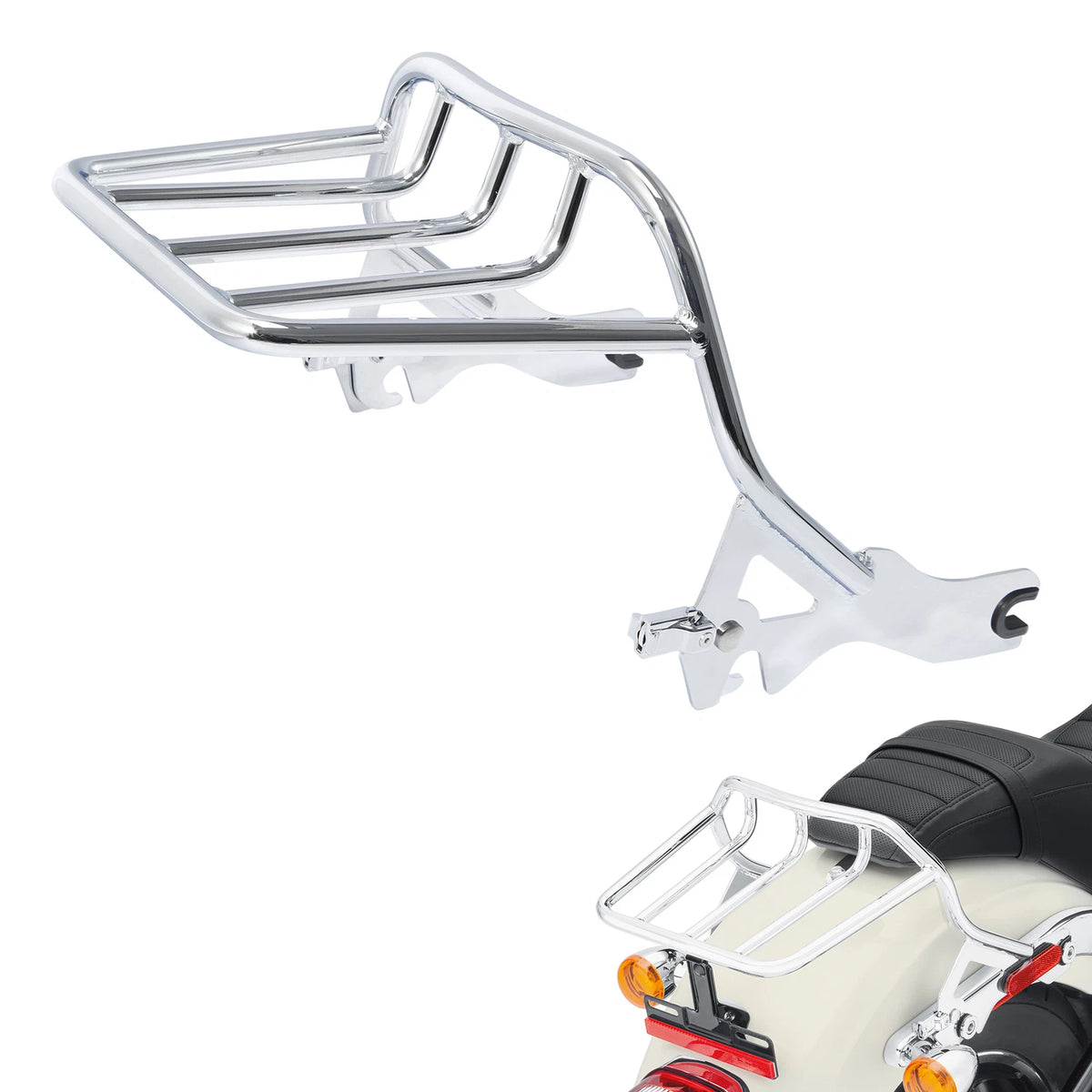Chrome Two-Up Luggage Mount Rack Fit For Harley Softail Fat Bob FXFB 2018-2025