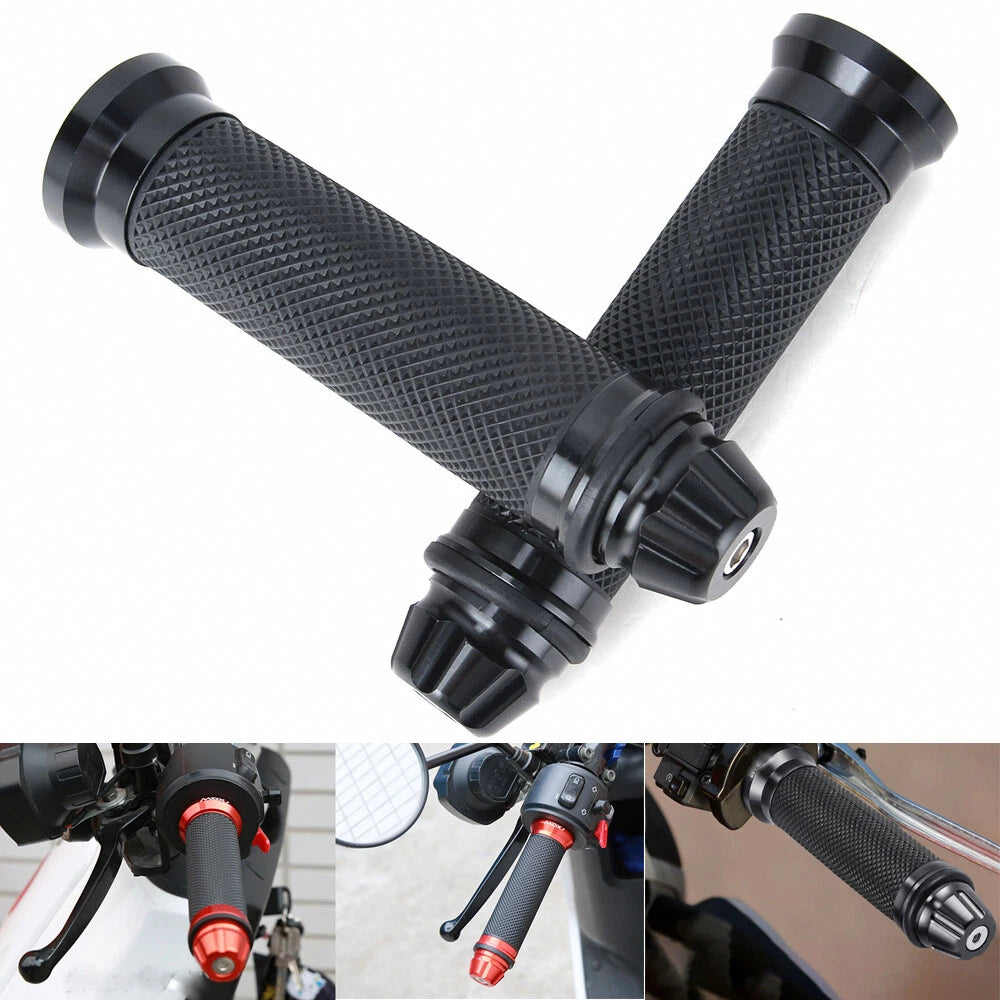 Black Motorcycle Hand Grips Rubber Gel 7/8" For Honda Suzuki Kawasaki Yamaha