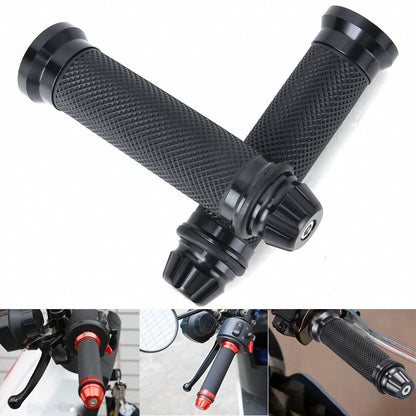Black Motorcycle Hand Grips Rubber Gel 7/8" For Honda Suzuki Kawasaki Yamaha