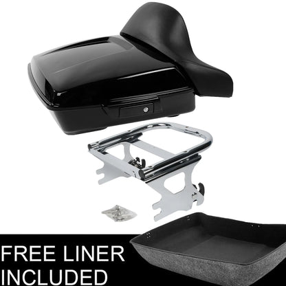 Black Chopped Trunk Pad Rack Fit For Harley Tour Pack Road Glide 1997-08 US