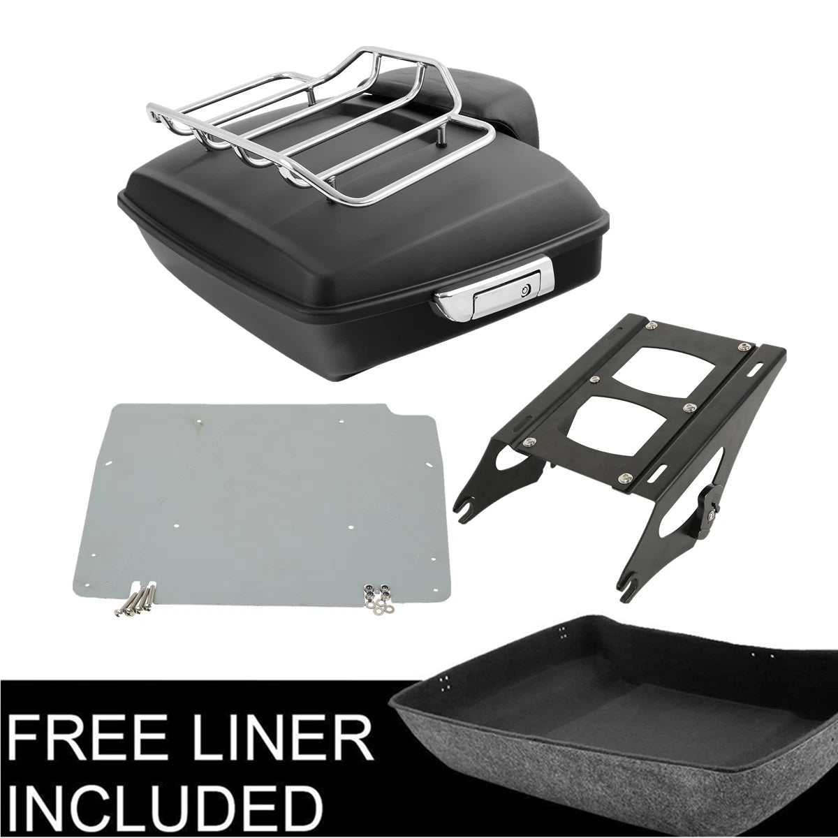 Matt Black Chopped Trunk Pad Plate Mount Rack Fit For Harley Touring 2014-2026