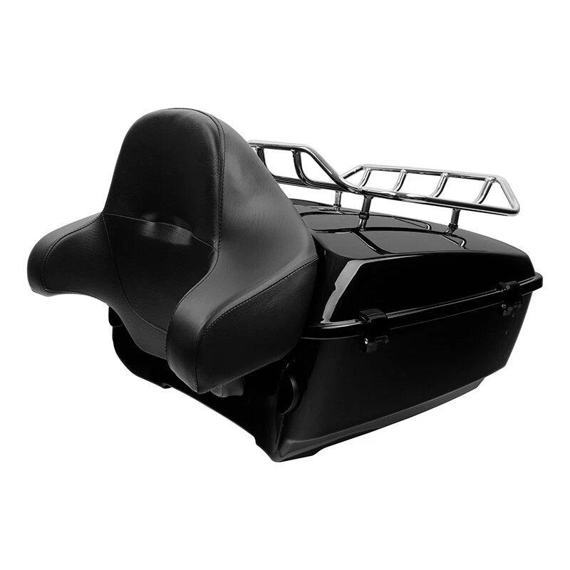 Black King Trunk Backrest Pad Mount Rack Fit For Harley Electra Road Glide 14-Up
