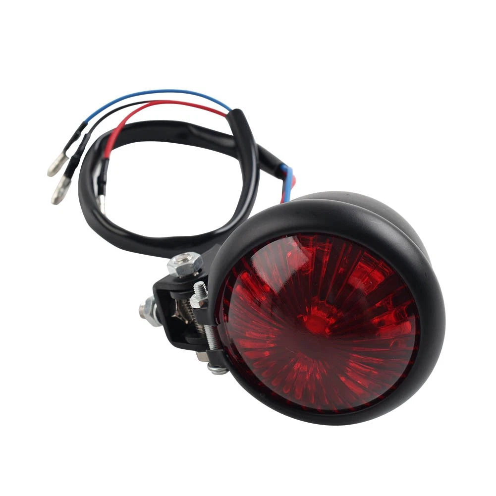 1x Black Motor LED Rear Stop Brake Tail Light Lamp For Cafe Racer Bobber Chopper