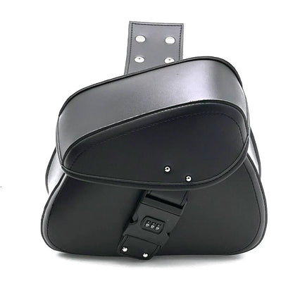 Password Lock Motorcycle Saddlebag For Harley Honda Rear Side Bags PU Leather