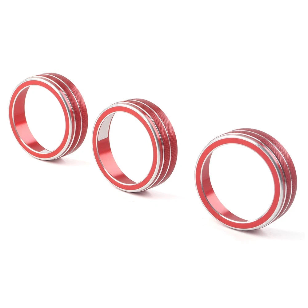 3x AC Climate Control Ring Knob Cover Red For VW Golf Jetta Tiguan Passat Atlas