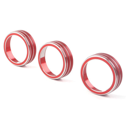 3x AC Climate Control Ring Knob Cover Red For VW Golf Jetta Tiguan Passat Atlas