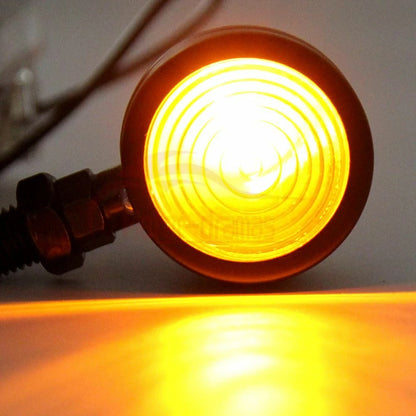 2pcs Black Motorcycle Metal Bullet Turn Signal Blinker Indicator Amber Light 12V