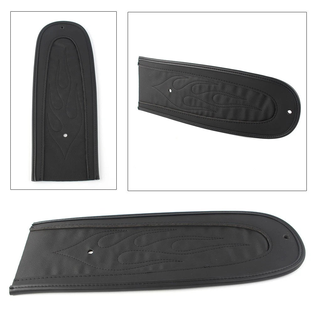 Flame Stitch Leather Rear Fender Bib Black For Harley Dyna 2006-2017 Motorcycle
