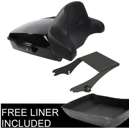Black Chopped Trunk Backrest Mount Rack For Harley Touring Road Glide King 97-08