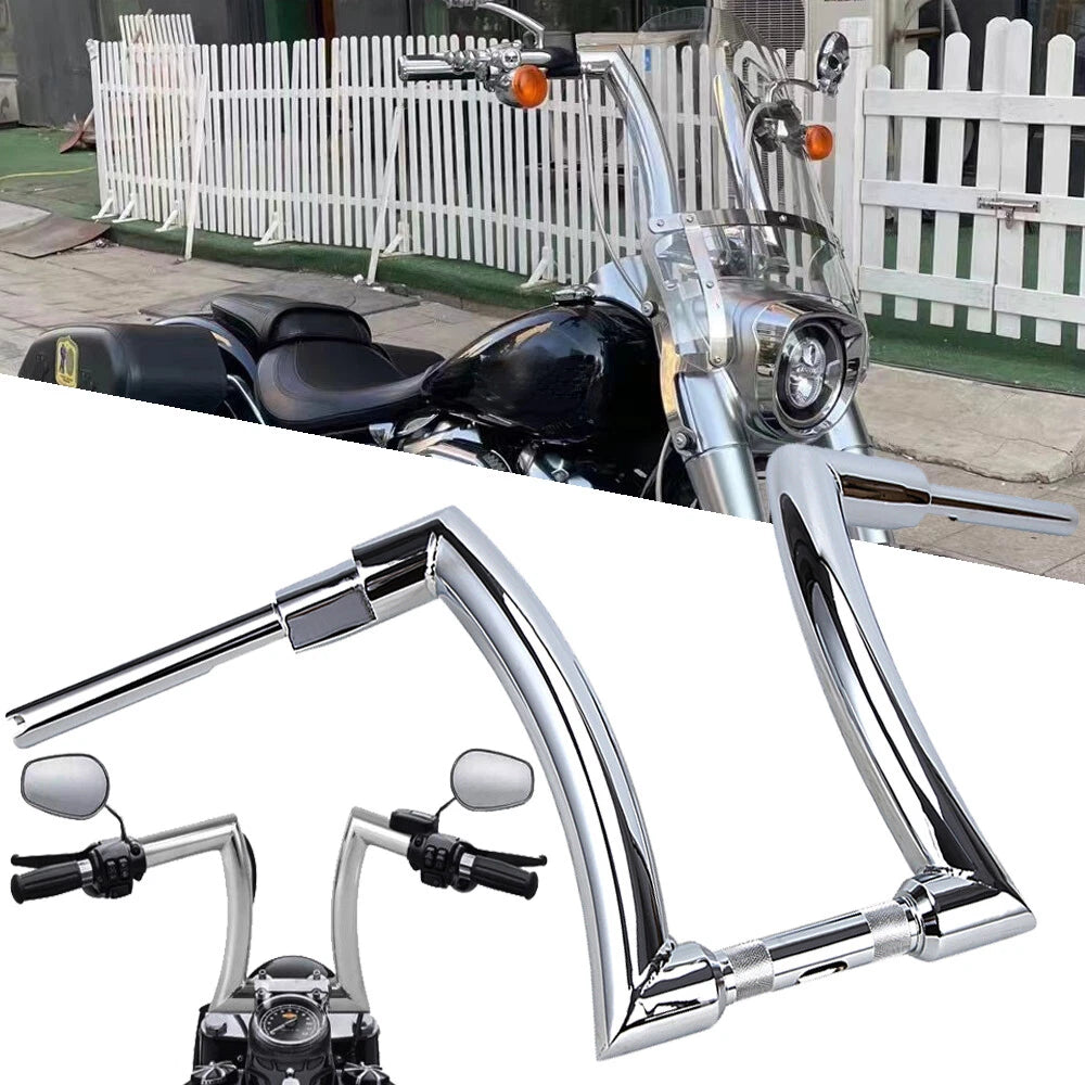 Chrome 14" Rise 2'' Ape Hanger Handlebar For Harley Touring Sportster XL Softail