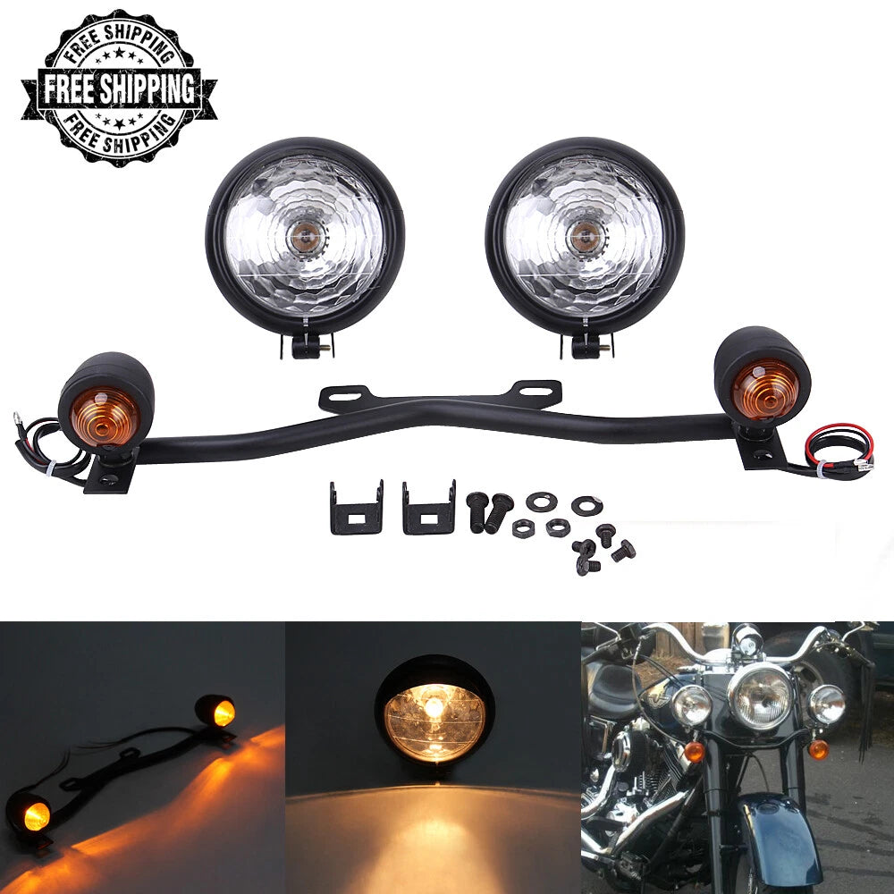 Bullet Driving/Passing Turn Signal Spot Light Bar For Harley Touring Dyna Softai