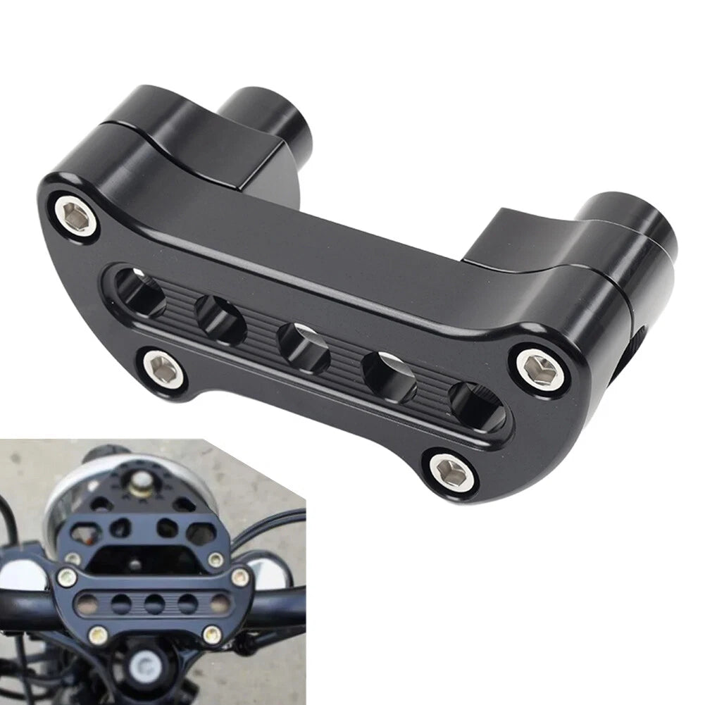 Handlebar Riser Top Clamp Mount For Harley Sportster Softail Dyna Road King Blk