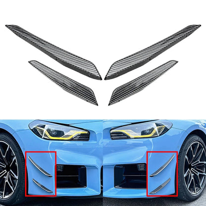 Carbon Fiber Look Front Bumper Splitter Side Skirt Fit For BMW M2 G87 2023-2024