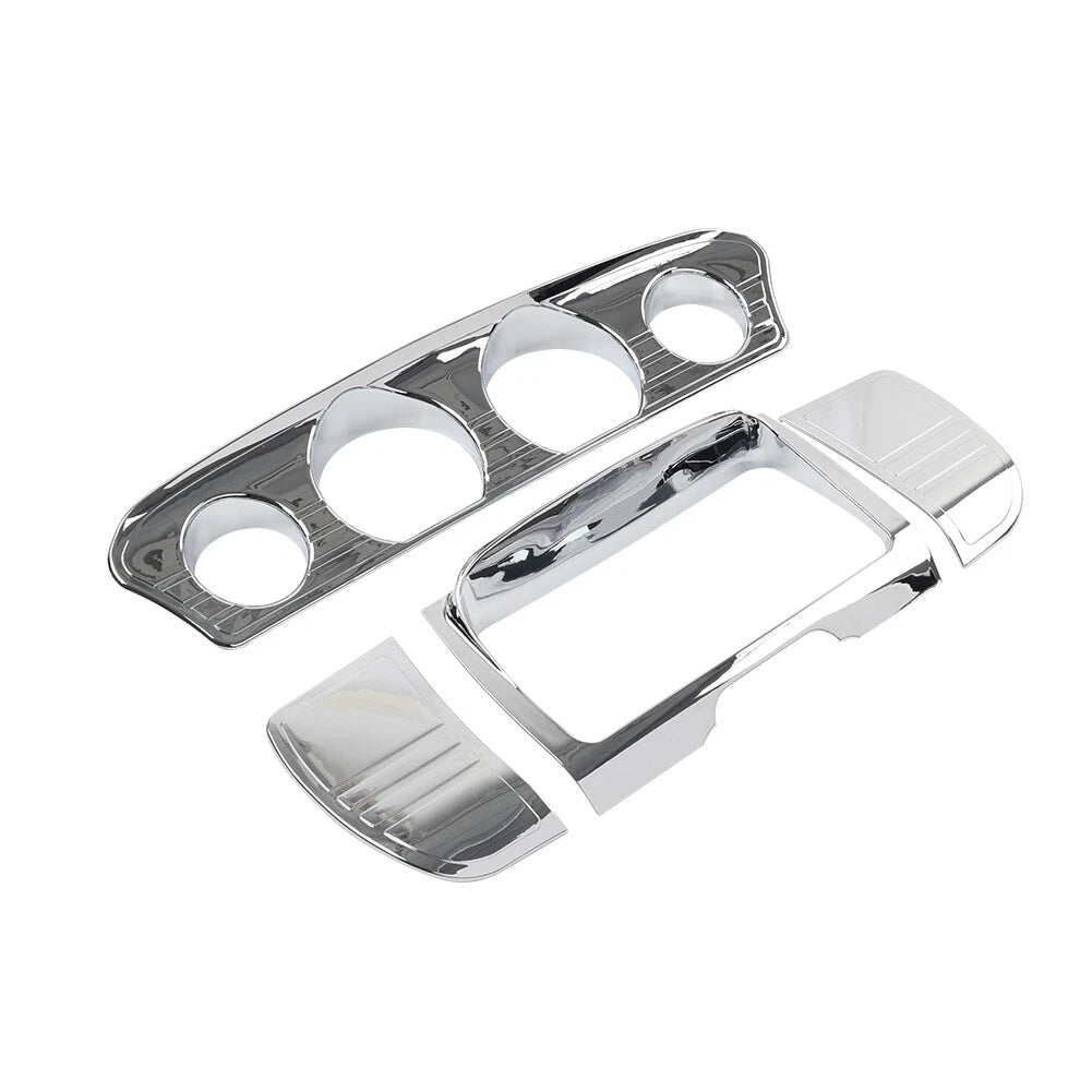 Tri Line Gauge Stereo Accent Trim Cover For Harley Touring Electra Street Glide