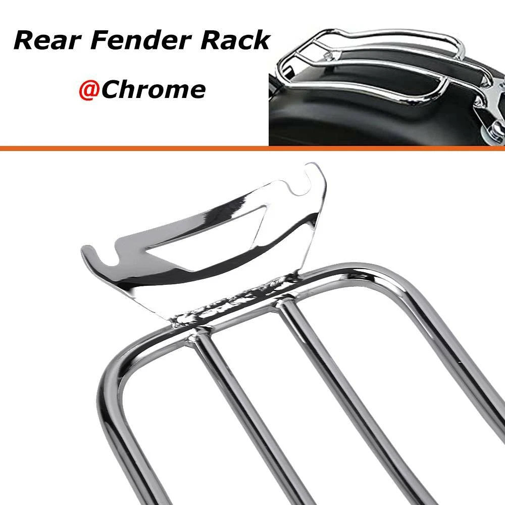 Chrome Solo Seat Luggage Rear Fender Rack For Harley Touring FLHT FLHR 1997-2015